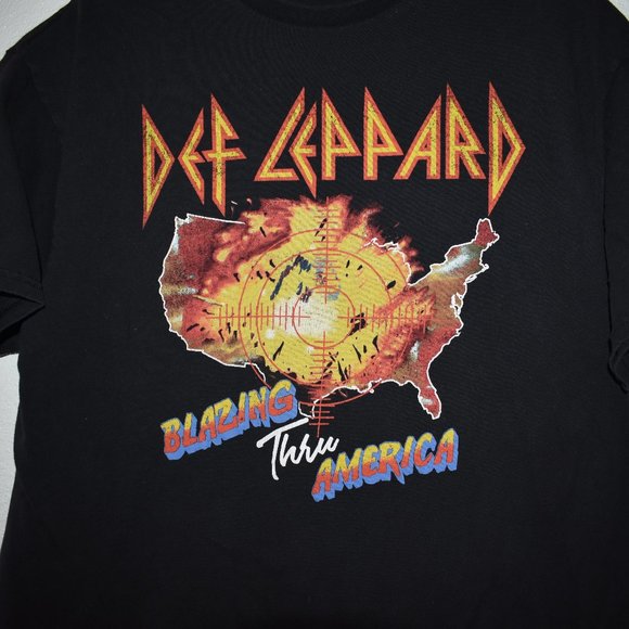 Def Leppard Blazing Thru America Tour Music Rock Metal Album Mens T Shirt - Picture 2 of 5